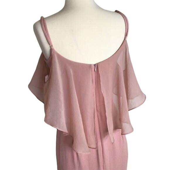 Dress the Population Diana Gown Size Small Blush Side Slit Cold Shoulder New - Picture 7 of 15